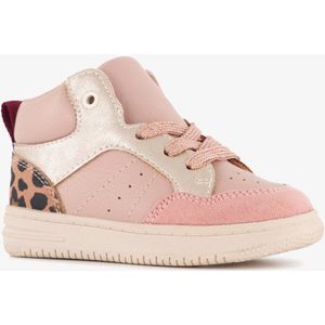 Blue Box hoge meisjes sneakers met luipaardprint roze - Maat 23 - Uitneembare zool