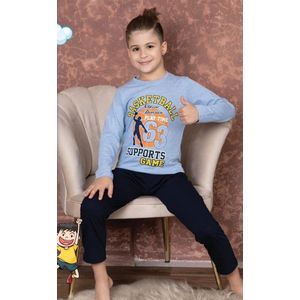 Jongen Pyjama - Pyjamaset - Katoen - Blauw / Zwart - Basketball - 4022 - 3-4 jaar