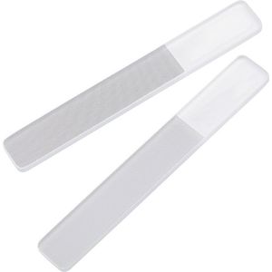 Glazen Nagelvijl - 2 Stuks - Nagelvijlen - Polijstvijl - Glass Nail File Reis Mini - Voorkomt Splijten En Haakjes - Reisformaat - Afwasbaar - Glanzende Nagels Zonder Nagellak - Manicure - Pedicure - Nagelverzorging - Wit