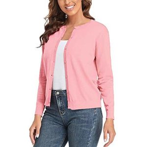 Damesvest met lange mouwen en ronde hals - Casual elegante bovenkleding