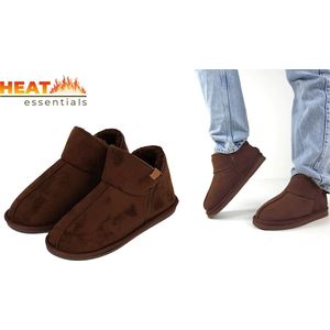 Heat Essentials - Pantoffels Heren - Bruin - 41/42 - Heren Pantoffels - Sloffen Heren - Ook als Dames Pantoffels beschikbaar