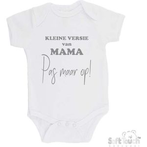 100% katoenen Romper ""Kleine versie van mama Pas maar op!"" Unisex Katoen Wit/grijs Maat 56/62