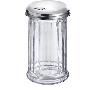 Elegante suikerstrooier 300 ml van glas en roestvrij staal - ideaal voor horeca en thuis