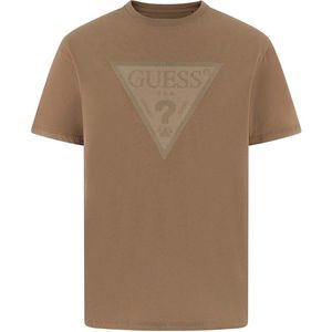 Guess - Cn Ss Driehoek Logo T-shirt - Elk Brown - Volwassen