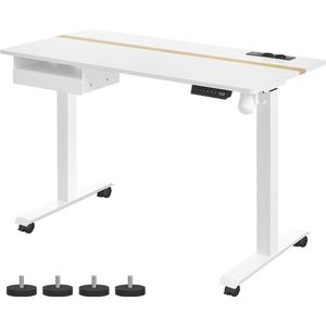 Rootz Elektrisch sta-bureau - Witte statafel - Bureau in hoogte verstelbaar - Bureau van spaanplaatstaal - Stille motor - Snelle aanpassing - 60 cm x 120 cm x (72-120) cm - Tafelblad van 1,5 cm - Gewicht 29,2 kg - Laadvermogen 80 kg