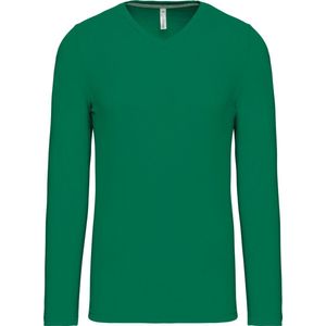 2 Pack Kariban Herenshirt met lange mouwen en V-hals Kelly Green - M