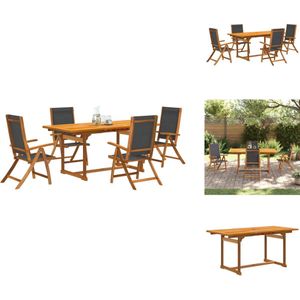 vidaXL Tuinset - Tuinsets - Loungeset - Tuintafel - 5-delige Tuinset massief acaciahout en textileen