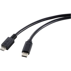Renkforce USB-kabel USB 2.0 USB-C stekker, USB-micro-B stekker 1.80 m Zwart Afscherming totaal RF-5720396
