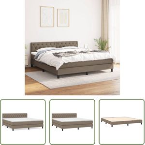 The Living Store Boxspringbed - Comfort - Bed - 160 x 200 cm - Taupe - Duurzaam materiaal - Verstelbaar hoofdbord - Pocketvering matras - Middelharde ondersteuning - Huidvriendelijk topmatras