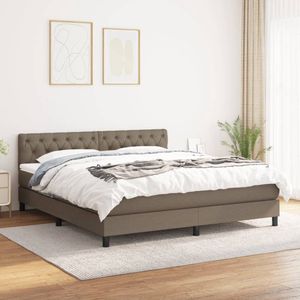 The Living Store Boxspringbed - Comfort - Bed - 160 x 200 cm - Taupe - Duurzaam materiaal - Verstelbaar hoofdbord - Pocketvering matras - Middelharde ondersteuning - Huidvriendelijk topmatras