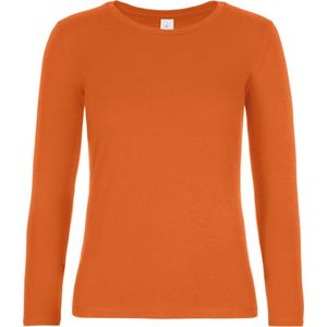 T-shirt Dames S B&C Ronde hals Lange mouw Urban Orange 100% Katoen