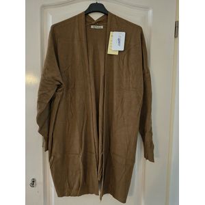 Halflang warm dames vest Dysa-effen camel-Maat M/L