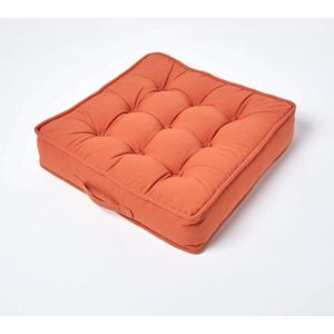 zitkussen 50 x 50 x 10 cm - extra hoog, met handvat, hoes gemaakt van 100% katoen - stoelverhoger/stahulp, oranje terracotta