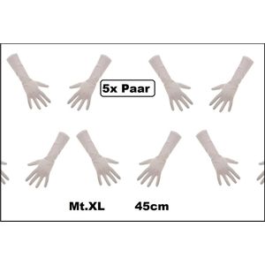 5x Paar handschoen lang wit mt.XL - Sinterklaas feest Pieten handschoen winter gala festival