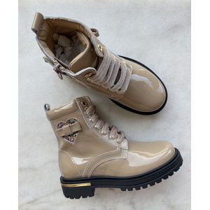 Meisjesbottine beige laké met strikdetail maat 35