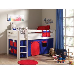 LUCEVI - Pino Halfhoogslaper + Ladder + Set van Domino Gordijntjes - Witx200 cm