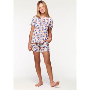 Woody doorknoop pyjama meisjes/dames - hartjes print - 231-2-YPE-Z/967 - maat 128
