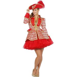 Wilbers & Wilbers - Jaren 20 Danseressen Kostuum - Rode Show Jas Opera Vrouw - Rood - Maat 38 - Carnavalskleding - Verkleedkleding