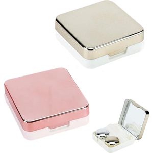 Mini Travel Contact Lens Case with Mirror - Ideal for Travel (Pink and Silver, 2 Pack)