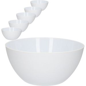 PlasticForte Schalen/schaaltjes wit - 750 ml - 8x - Ontbijt/dessert/snacks/sauzen serveren - kunststof
