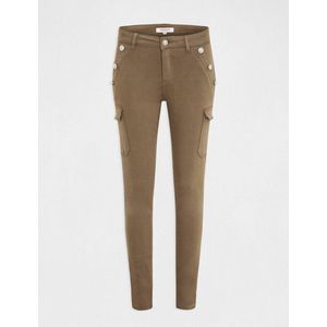 Skinny cargo trousers with buttons raw denim 232-Pema2 Kaki