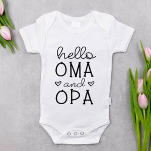Hello Oma and Opa baby rompertje - Cadeau voor opa en opa - Zwangerschapsaankondiging social media - Grootouders - Pregnancy announcement bodysuit - Jullie worden opa en oma - Cadeau voor Zwangerschap - Kraamcadeau - Babyshower - Baby aankondiging