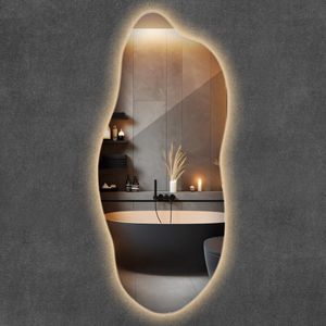 Wallfluent - LED Spiegel - Warm Wit 3000K - 40 cm x 90 cm - Organisch Design - Wandmontage