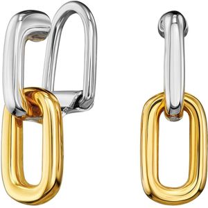 Traveller Clip Oorbellen - Oorclips Dames - Hanger - Bicolor - Goud & Zilver - Schakels - 23 x 7 mm - 157665