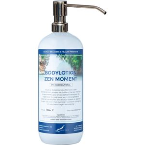 Bodylotion Zen Moment 1 Liter met luxe RVS zilverkleurige pomp - stijlvolle en duurzame uitstraling