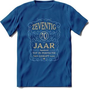 70 Jaar Legendarisch Gerijpt T-Shirt | Sky Blue - Ivoor | Grappig Verjaardag en Feest Cadeau Shirt | Dames - Heren - Unisex | Tshirt Kleding Kado | - Donker Blauw - S
