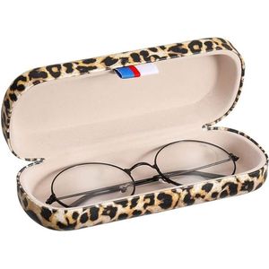 Hardcase brillenkoker, PU lederen brillenetui, krasbestendige draagbare brillenbox met reinigingsdoek, harde schaal, etui, brillenorganizer, brillenopslag voor zonnebril leesbril