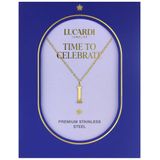 Lucardi - Dames Stalen Goldplated Ketting - Goudkleurig - 47 cm