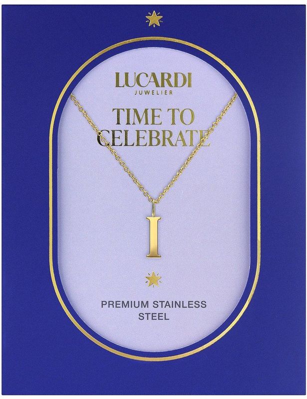 Lucardi - Dames Stalen Goldplated Ketting - Goudkleurig - 47 cm