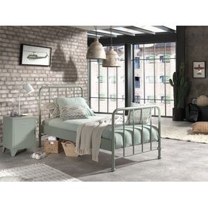 LUCEVI - Bronxx bed + Nachtkastje - Olive Green - 90x200 cm