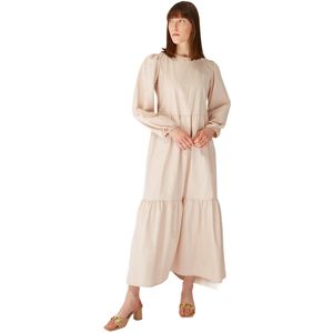 Trendyol Lila Geweven Jurk Met Ronde Hals, Taille En Riem Tctss21El3330