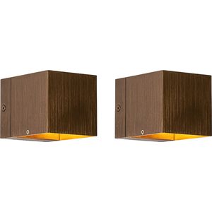 QAZQA transfer - Moderne Dimbare LED Wandlamp met Dimmer voor binnen - 2 stuks - D 10.5 cm - Brons - Woonkamer | Slaapkamer | Keuken