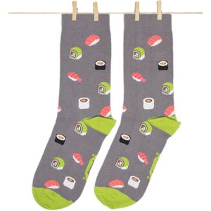 Grijze Sushi Sokken voor Mannen en Vrouwen - Originele en Grappige Kleurige Premium Sokken