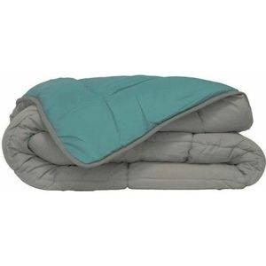 Bedrukt Dekbed Hoesloos Wasbaar Zonder Overtrek Lits Jumeaux - Zelesta® Easybed - Lichtgrijs & Zeegroen 240x220cm