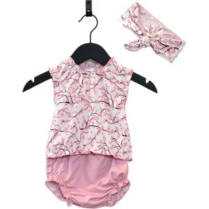 Ducksday - Omkeerbare tankini met haarlint - voor meisjes - UPF 50+ - Driedelige zwemset - Rosie - Maat 92