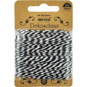 Meyco Decoratie Touw Zwart-Wit Ø2mm x 25m - ø 2mm | Bakkerstouw | Katoenkoord