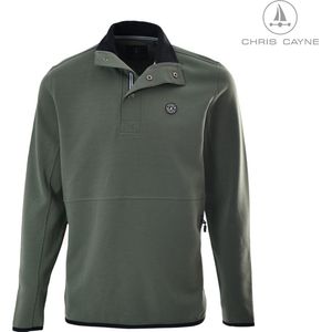 Chris Cayne heren trui - polosweater heren - 3489 - groen - navy accenten - maat L