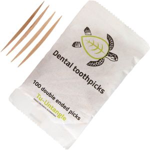 Tu-Untangle - Tandenstoker hout - 500 stuks - Dubbelzijdig - Splintervrij