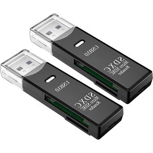 Allecto Premium - USB 3.0 SD-kaartlezer 2 stuks, hoge overdrachtssnelheid, compatibel met SD/Micro SD-kaarten, zwart.