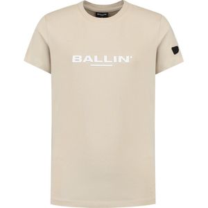 Ballin Amsterdam - Jongens Slim fit T-shirts Crewneck SS - Sand - Maat 16