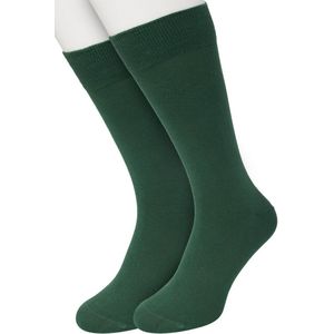 Bonnie Doon Basic Sokken Heren Donker Groen maat 40/46 - 2 paar - Basis Katoenen Sok - Gladde Naden - Brede Boord - Uitstekend Draagcomfort - Perfecte Pasvorm - 2-pack - Multipack - Effen - Groen - Bottle Green - OL6324012.156