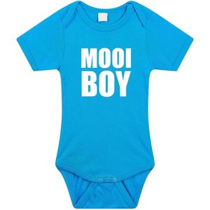 Mooiboy tekst baby rompertje blauw jongens - Kraamcadeau - Babykleding 56