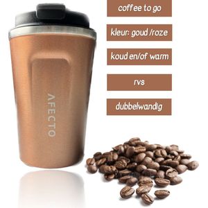 koffie to go beker | coffee to go | isolerende beker goud | herbruikbaar | inhoud 380 ml