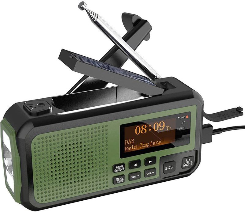 NovaWare - Noodradio Solar - DAB+/FM - Powerbank 5000mAh - Draagbare Radio - Groen