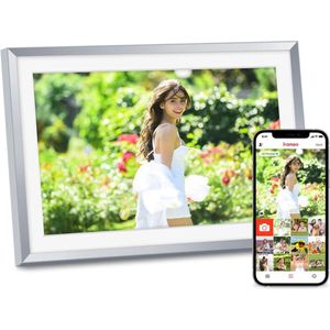 White-label® Digitale Fotolijst met Wifi - Fotolijsten - Frameo App - HD Kwaliteit - 26x18cm - Zilver