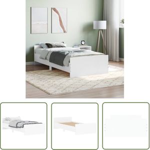 The Living Store Bedframe Wit - Multiplex Lattenbodem - 203 x 103 x 50 cm - Duurzaam Hout - Matras Niet Inbegrepen